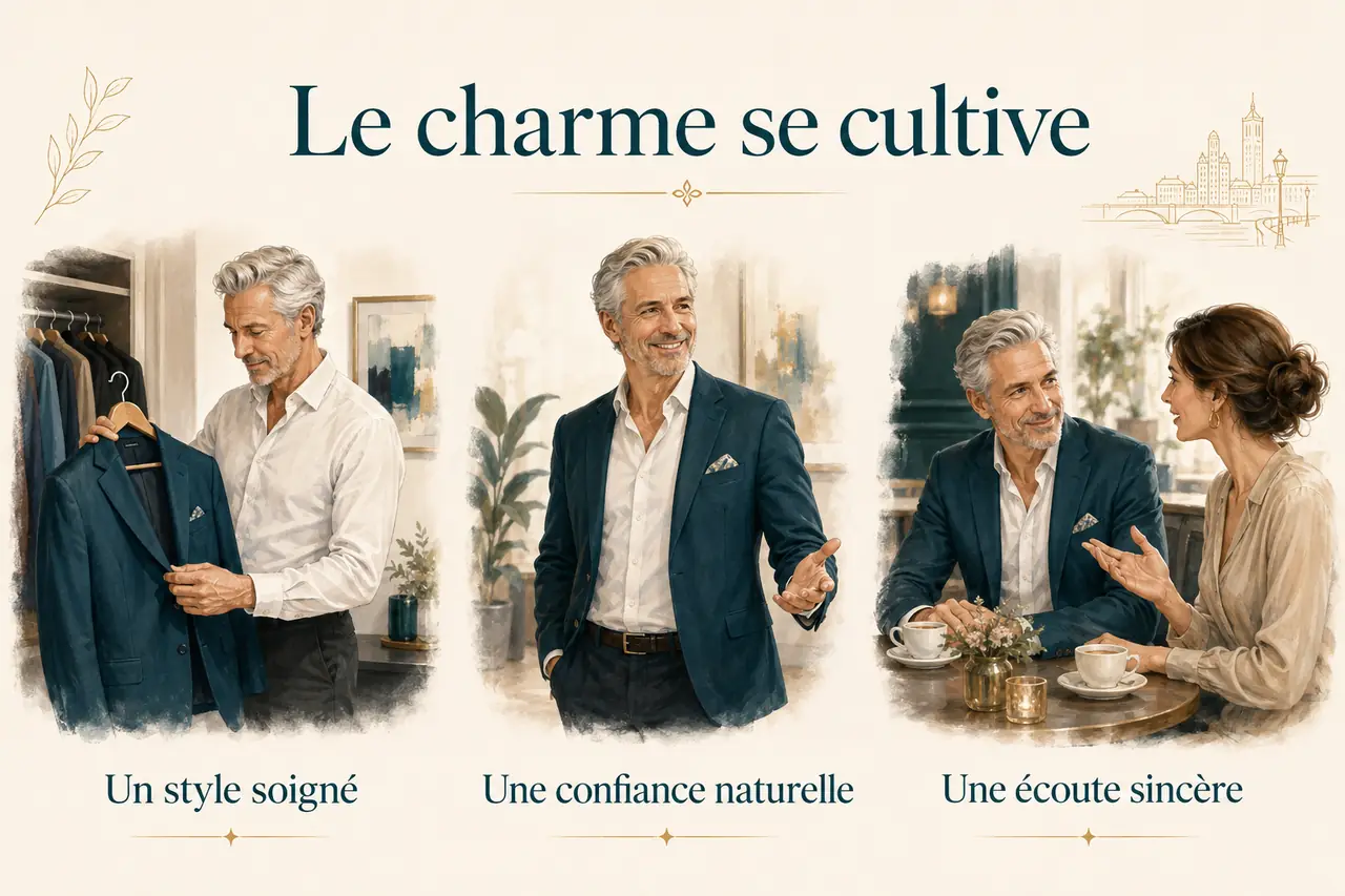Trois aspects du charme : un style soigné, une confiance naturelle et une écoute sincère.