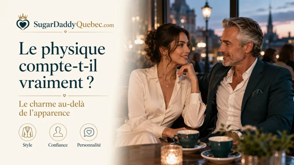 Un homme aux cheveux gris et une femme discutent dans un café, avec le titre Le physique compte-t-il vraiment ?
